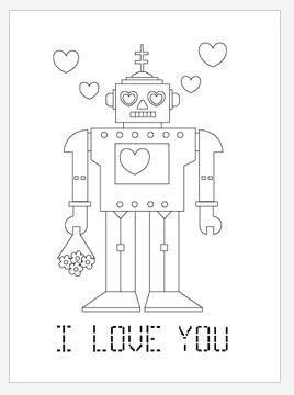 robot love coloring page valentine coloring pages valentine coloring