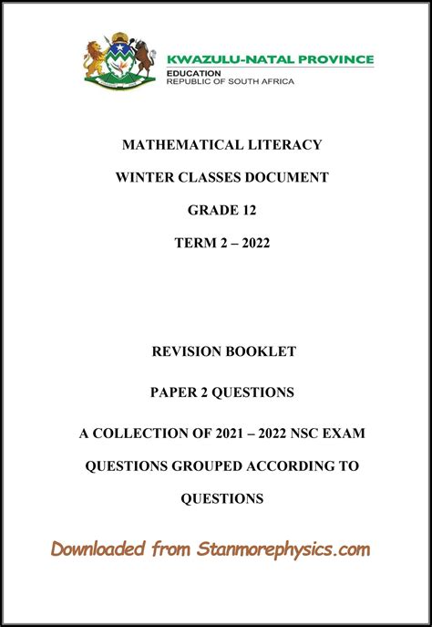 maths literacy grade  exam papers