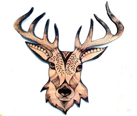 stag wall hanging pyrography wood burning deer  glenouthercrafts