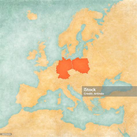 karta oever europa tyskland och polen vektorgrafik och fler bilder pa