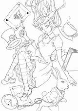 Alice Wonderland Lineart sketch template