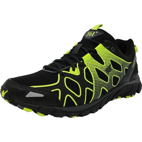 degrees  mens  ascent night castlerock lime green ankle high fabric running shoe