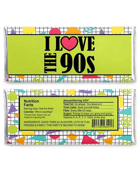big dot of happiness 90 s throwback candy bar wrapper 1990s party