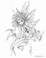 Coloring Pages Fairy Mermaid Fantasy Colouring Adults Jody Fairies Adult Designs Printable Bergsma Enchanted Book Print Color Mermaids Books Amy sketch template