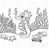 Coloring Pages Seahorse Royalty Vector Sea Ocean Book Illustration Getcolorings Hand Print Fish Pattern Cartoon Cute Stock Horse Security Outline sketch template