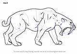 Saber Toothed Extinct Colouring Drawingtutorials101 sketch template