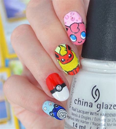 cute easy pokemon  themed nails art designs stickers  fabulous nail art designs