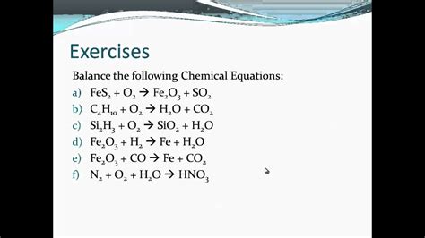 balance chemical equations youtube