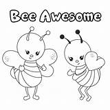 Bee Coloring Bees Awesome Cute Color Pages Bumblebee sketch template