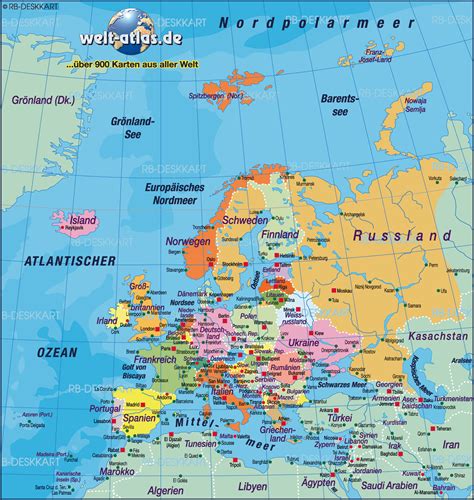 europa karte mit hauptstaedten leinwandbild  europakarte mit