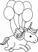 Licorne Ballons Coloring Airs Coloringonly sketch template
