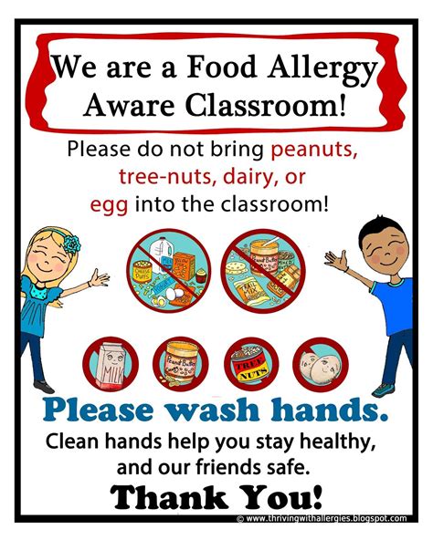 thriving  allergies food allergy alert daycareschool handouts
