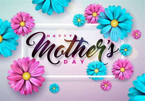 happy mothers day greeting card  flowers  vector art  vecteezy