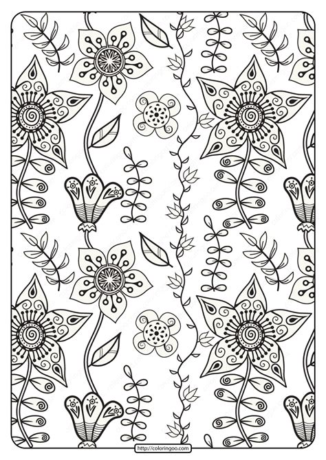 printable floral pattern  coloring page