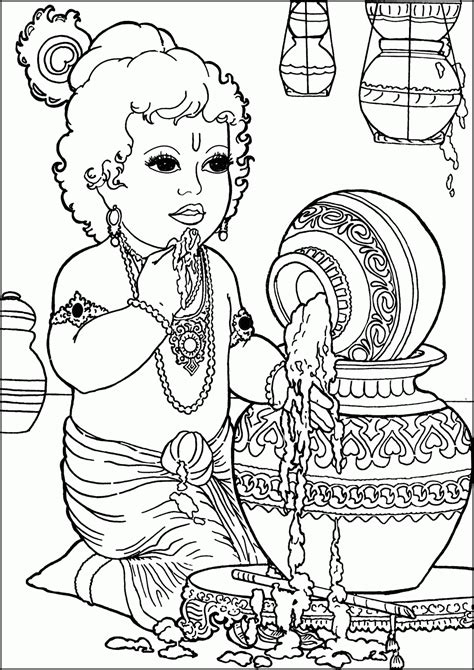 lord krishna coloring pages sketch coloring page