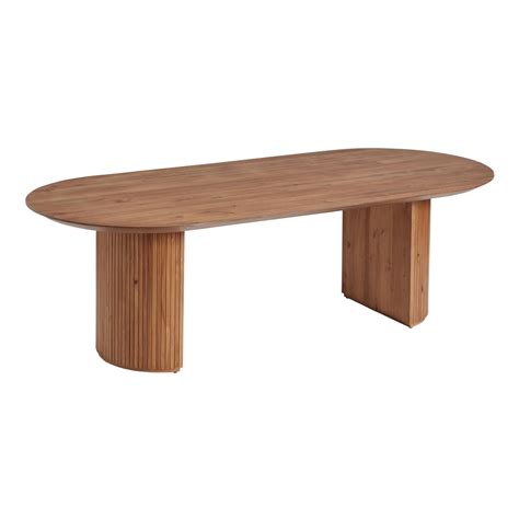 extra long oval chestnut wood fluted russo dining table world market