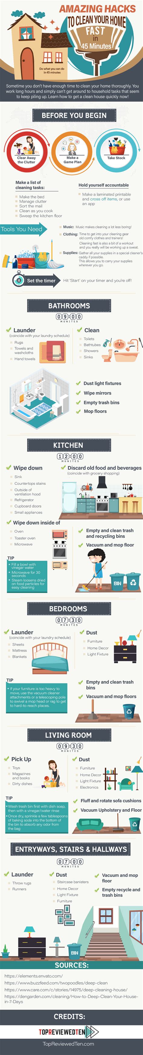 clever ways  clean  home    minutes infographic