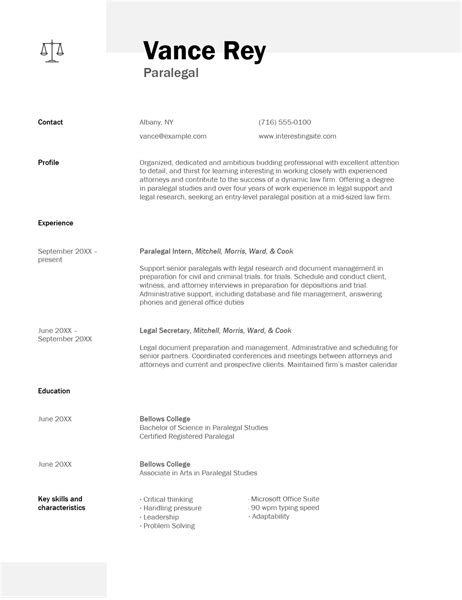 paralegal resume template  template