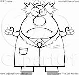Chubby Scientist Male Angry Clipart Cartoon Careless Shrugging Cory Thoman Outlined Coloring Vector Royalty Clipartof sketch template