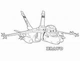 Planes Disney Bravo Coloring Jet Fighter Pages Kids Color sketch template