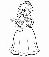 Peach Princess Coloring Pages Mario Drawing Simple sketch template
