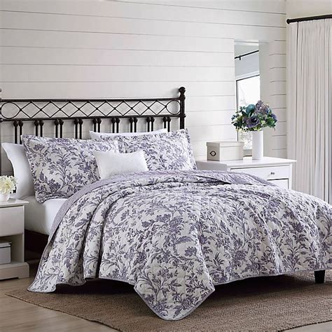 laura ashley® delila 3 piece reversible quilt set bed bath and beyond