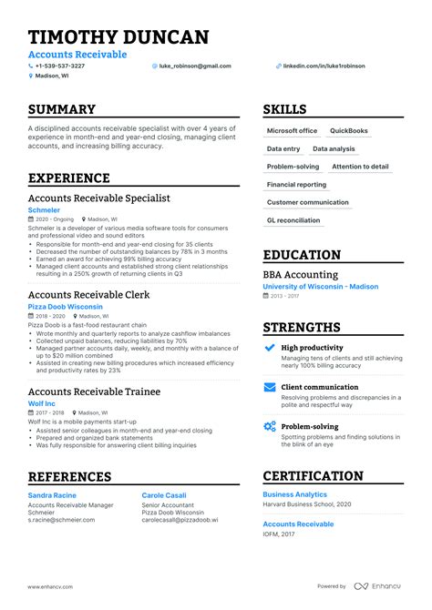 accounts receivable resume examples guide