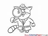 Coloring Detective Cat Pages Sheet Title sketch template