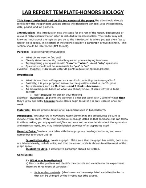 biology lab report template ideas surprising word sample  lab