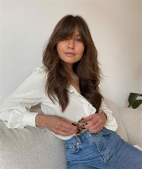 Curtain Bangs In 2021 Brunette Hair Color Layered Haircuts