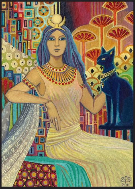 bast egyptian cat goddess art 5x7 blank greeting card pagan etsy canada