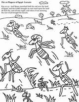 Coloring Plagues Locust Moses Plague Lice Designlooter sketch template