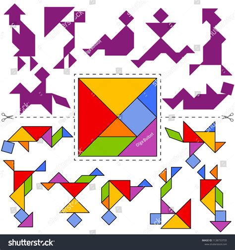 vector tangram puzzle people collection geometric stock vector royalty
