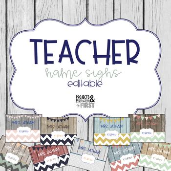 teacher  signs editable rustic  projects  polkadots tpt