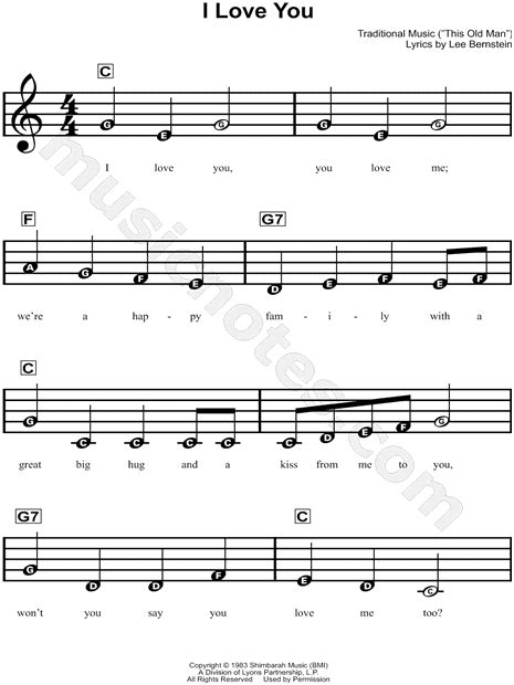 Print And Download I Love You Sheet Music From Barney And Friends Sheet