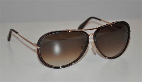 Tom Ford Brown Lucite With Gold Hardware Frame And Accent Sunglasses