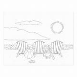 Postcard Chairs Coloring Adult Beach sketch template