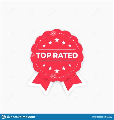 top rated vector badge red  white stock vector illustration  label symbol