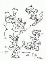 Winter Coloring Pages Snow Sports Kids Playing Sport Activities Printable Clipart Skiing Sheets Fun Colouring Color Snowy Book Ski Cool sketch template