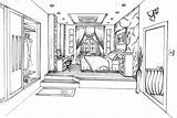 Perspective Drawing Room Point Linear Bedroom Lessons Tutorial sketch template
