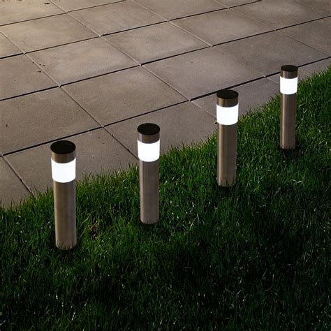 solar outdoor led light battery operated stainless steel path walkway lights  landscape