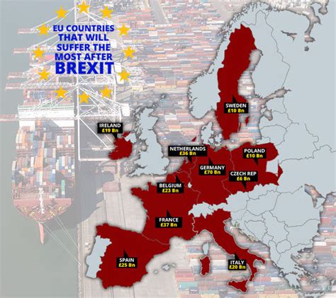 brexit latest map reveals  countries  suffer    deal uk news expresscouk