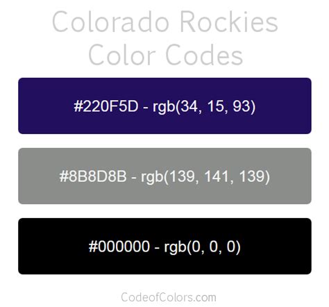 colorado rockies colors hex  rgb color codes