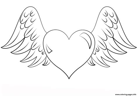 heart  wings coloring page printable