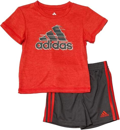 amazoncom adidas boys toddler boys streak logo  shirt mesh shorts  piece set orange