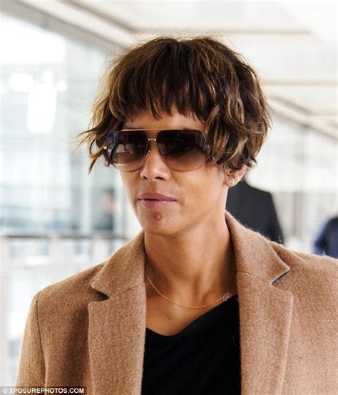 Halle Berry Emerges With Blemish On Chin As She Touches Down At