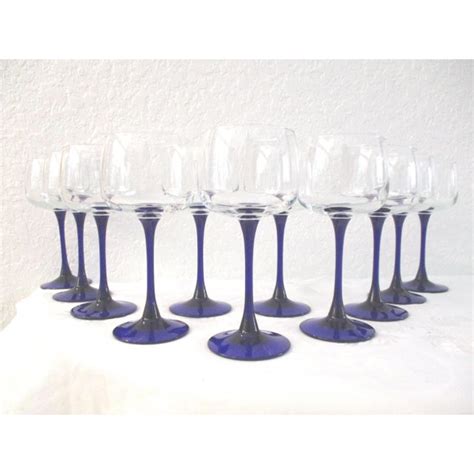 Vintage Cobalt Blue Crystal Roemer Wine Glasses Set Of 10 Chairish