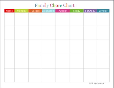 family chore chart   sunshine