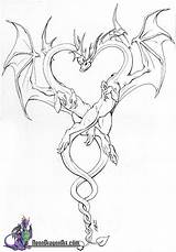 Dragon Heart Coloring Pages Tattoo Dragons Drawing Drawings Printable Draw Colouring Mythical Choose Board sketch template