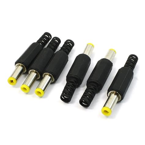 mm  mm dc power plugs male barrel connectors black pcs ws